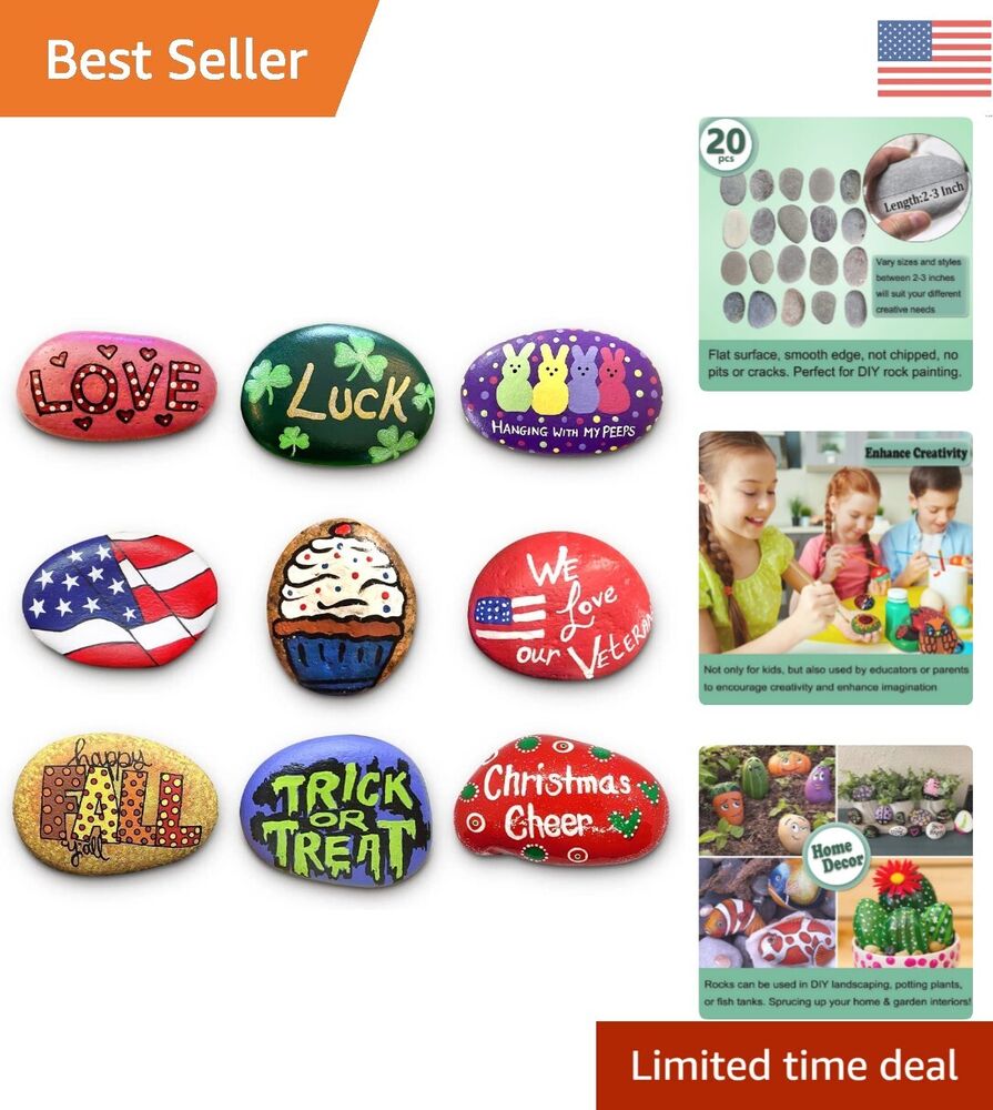 Creative River Rock Painting Kit - 5lb Stones with Floral Painting Patterns
