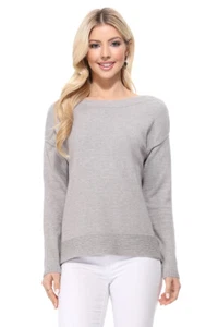 Yemak Women's Silky Soft Long Sleeve Boat Neck Soft Knit Sweater Top MK8140 - Picture 1 of 8