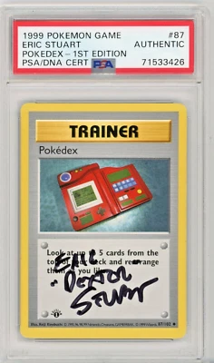PSA Signed Eric Stuart Pokemon Trainer Pokedex 87/102 1st Edition Shadowless - Image 1 of 2