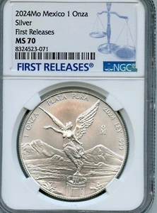 5x2024 Mo Mexico 1 Onza Silver Coin - NGC MS70 First Releases - Picture 1 of 4