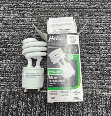 (QTY 5) Halco ProLume Cool White 13W Spiral 4100K GU24 46526 CFL13/41/GU24 - Image 1 of 4