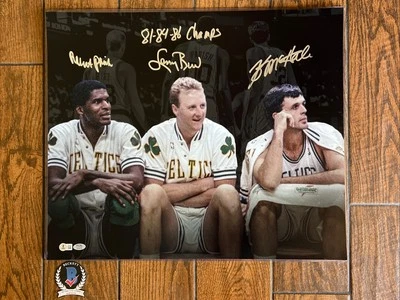 Bird McHale Parish Signed Celtics Spotlight 20x24 Photo PSA  auto W Inscription - Image 1 of 4