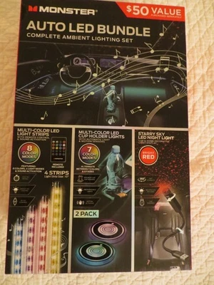Monster Auto LED Light Bundle Complete Ambient Light SET - BRAND NEW FREE SHIP!! Foto 1 de 4