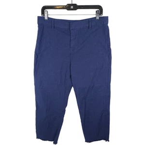 Pantalones Frank & Eileen Kinsale algodón lino dobladillo crudo en azul oscuro talla 12 para mujer - Imagen 1 de 6