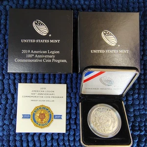 Dólar conmemorativo de plata 2019 prueba (.999) - American Legion - con OGP y certificado de autenticidad - Imagen 1 de 13