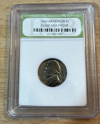1962 Jefferson 5c DCAM Proof Nickel Coin ICG Graded - Image 1 of 3