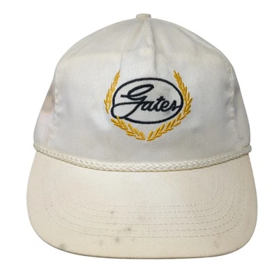 Gates Slideback Rope Hat Beige One Size Adjustable Embroidered Outdoor Vintage - Image 1 of 4