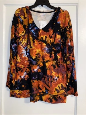 Lularoe Womens Eliza Hooded Medium Fall Tie Dye Soft Lightweight Long Sleeve NWT - Image 1 of 4