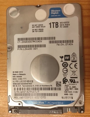 Western Digital 1TB Intern 5400RPM  WD10SPZX HDD - erst 4609 Betriebsstunden ! - Bild 1 von 2
