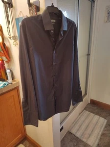 Men's Black Kenneth Cole Reaction Button Down Size Large Slim Fit 15&1/2 - 32-33 - Picture 1 of 24