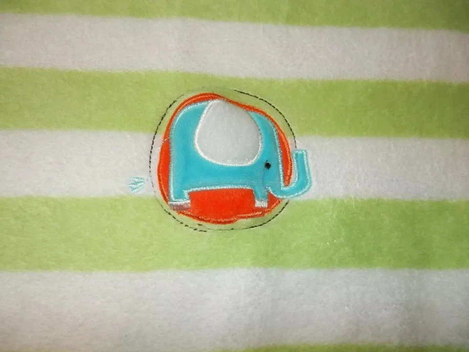 7C LN 30x40 SUMERSAULT Green Striped Elephant Plush Crib baby Blanket lovey - Image 1 of 4