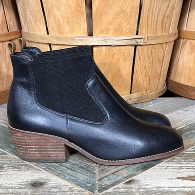 Crown Vintage Giancita Cuero Negro Gore Elástico Pull-On Botines Mujer 9.5 Foto 1 de 4