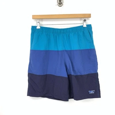 LL Bean Men Size Large Shorts Swim Trunks Bathing Suit Bottoms Mesh Liner Blue - Image 1 of 4