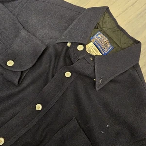 Vintage Pendleton Beaumont Wool Jacket Mens Small Solid Black Long Sleeve - Picture 1 of 7