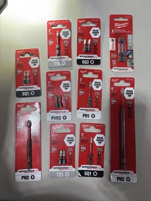 Assorted Milwaukee Bits Impact Rated Shockwave. Total Of 10 Units! - Image 1 of 4
