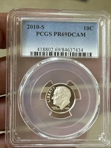 2010-S ROOSEVELT DIME PCGS PF69 DEEP CAMEO COIN - Foto 1 di 6