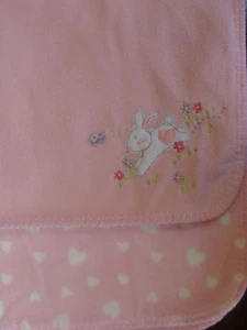 Koala Baby Pink Fleece Blanket Hearts Bunny Rabbit  - Picture 1 of 2
