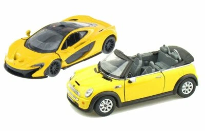 McLaren P1 and Mini Cooper S Convertible, Yellow - Two 5" Diecast Cars - Image 1 of 3