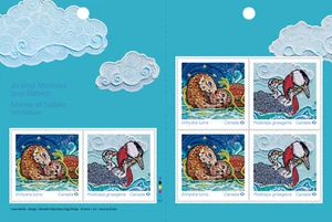 CANADA 2023 ANIMAL MOTHERS AND BABIES BOOKLET STAMPS SEA OTTER RED-NECKED GREBE - Picture 1 of 1