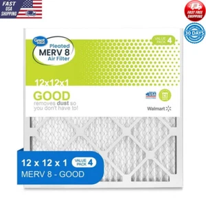 MERV 8 Pleated Air Filter Captures Dust Pollen Dander 4 Pack Durable Dampproof - Picture 1 of 8