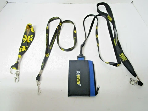 Lot Of 4 Iowa Hawkeyes Lanyards & ID Pouch Money Purse Clips Kids Adults Fans Cover