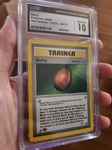 CGC 10 GEM MINT Berry Trainer 99/111 1st Edition 2000 Neo Genesis Pokemon Card - Picture 1 of 3