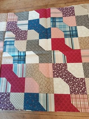 VTG CHEATER QUILT Fabric CHESTER Bow Tie Pattern 2 Pieces 36x34 36x31 Rare 70's  - Image 1 of 3
