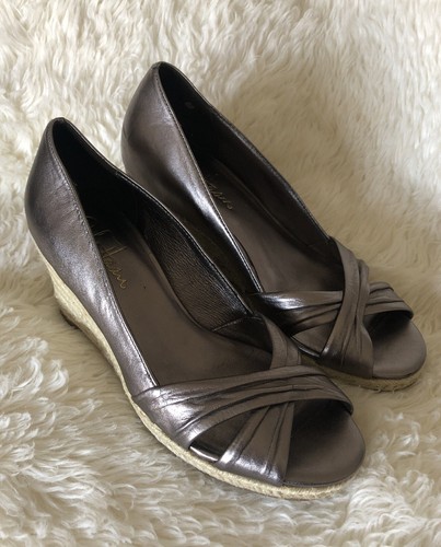 NIKE Cole Haan sandalo espadrillas con zeppa in peltro punta aperta donna taglia 5 5B us intime ottimeioni