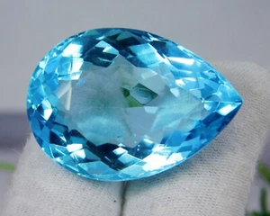 CERTIFIED 77.45 Ct Natural Santa Maria Blue Aquamarine Pear Cut Loose Gemstone - Imagen 1 de 7