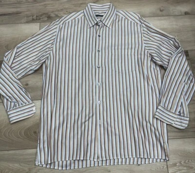 Ermenegildo Zegna Men's  Shirt Herringbone Striped Button Down Tan Size XL - Image 1 of 4
