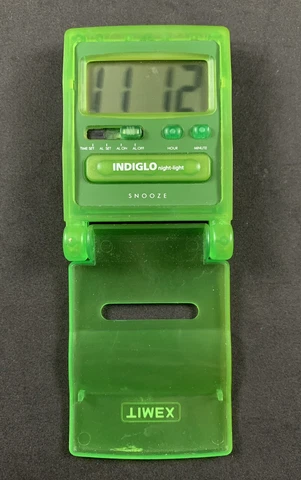 Vintage Timex Indiglo Portable Folding Flip-Up Night-Light Travel Alarm Clock Cover