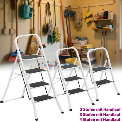 Klappleiter Klapptritt Leiter 2/3/4 Stufen Trittleiter Stehleiter bis 150 kg Alu - Bild 1 von 4