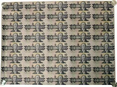 Banco de Canadá 1989 $10 hoja sin cortar - prefijo BEH Foto 1 de 4