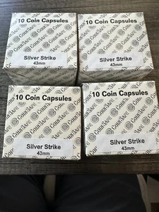 Cápsulas seguras para monedas por $10 Silver Strike y medallones 43 mm tamaño 4 paquetes de 10 - Imagen 1 de 1