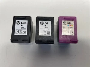HP 62XL, 64 czarne i trójkolorowe kombi dziewicze puste partie - Zdjęcie 1 z 3