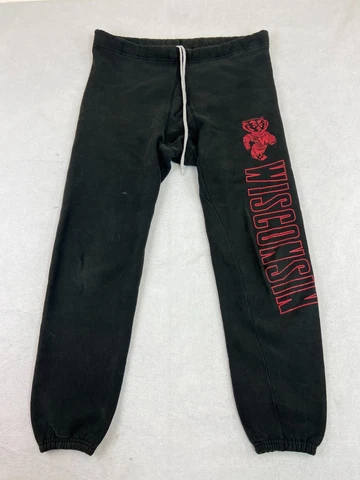 VINTAGE Wisconsin Badgers Sweats Mens Medium 80s Bucky USA Black FLAWS READ Cover