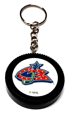 COLUMBUS BLUE JACKETS MINI PUCK KEYCHAIN 2" WIDE NEW NHL OFFICIALLY LICENSED Cover