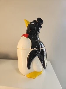 Vintage Penguin Tuxedo Cookie Jar Signed Japan Medium Sized - Picture 1 of 19
