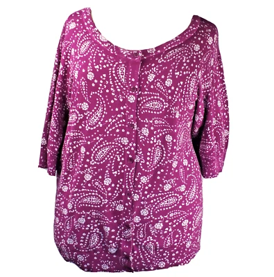 NUEVA Camisa Suéter Woman Within Multicolor Paisley Talla Grande 6X (42/44) Algodón Foto 1 de 4