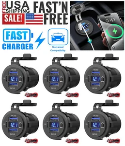 Lot 12V-24V PD + QC3.0 Dual USB Car Fast Charger Power Socket Outlet LED Display - Picture 1 of 20