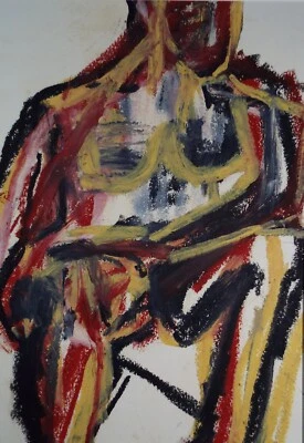 Óleo y gouache originales sobre papel, 'Desnudo sentado', c2010, Judy Lusted (XX/XXI) Foto 1 de 3