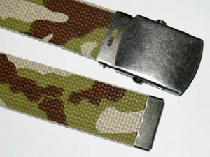 Tela sabbia mimetica 41" x 1 1/4" militare WEB cintura tessuto PISTOLA fibbia metallo - Foto 1 di 4