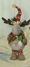 15" Holly Plaid Moose Stander Figure Pointed Hat Christmas Decoration 75029