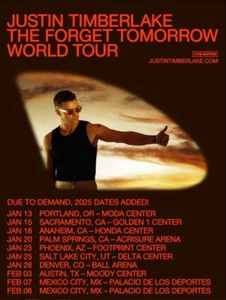 Poster Justin Timberlake The Forget Tomorrow World Tour 2025 Poster, gift fans - Picture 1 of 8