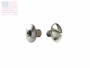 1/4" 6.3mm Chicago Screws & Post w/ Hole Through, Nickel Plated, Saddle, 10 Sets - Picture 1 of 1