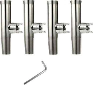 4PCS Fishing Rod Holder Stainless Tournament Style Clamp on for Rails 7/8" to 1" - Picture 1 of 8