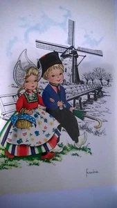ANTIKE POSTKARTE "HOLLÄNDISCHES MOTIV" 1907-15 unbespielt. Vom Autor signiert - Bild 1 von 4