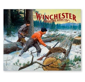 Winchester Vintage Advertising Loggers at Work Goodwin Poster 24 x 18 or 30 x 24 - Picture 1 of 2
