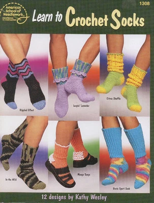 ASN Learn to Crochet  Socks 12 Designs Patterns Instructional - Image 1 of 2