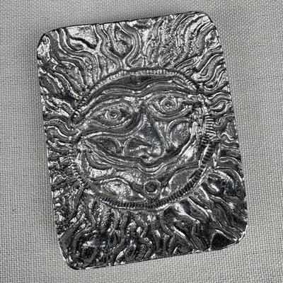 Don Drumm Aluminum Small Rectangle Sun Face Celestial Trinket Jewel Dish BL122 - Image 1 of 4
